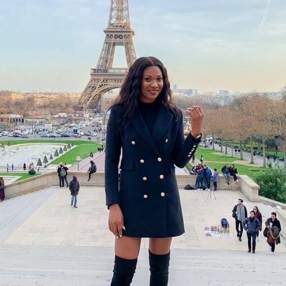 Lulus Captain's Blog Double-Breasted Notch Lapel Pea Coat Black S - Picture 2 of 10